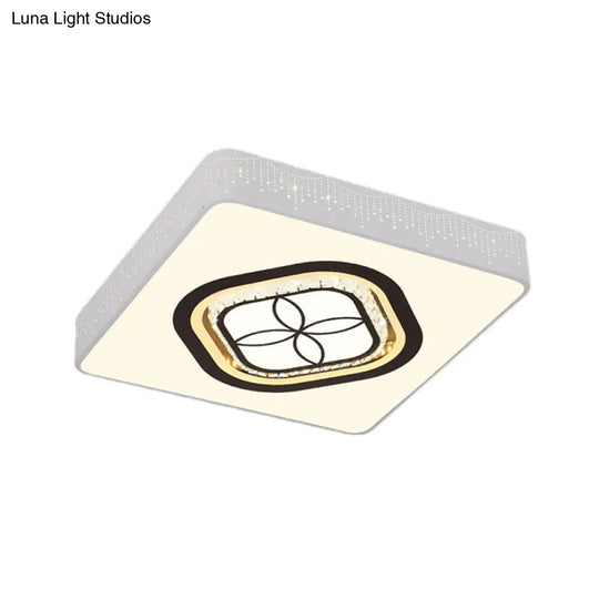 Acrylic Led Square Ceiling Light With Crystal Patterns For Bedroom