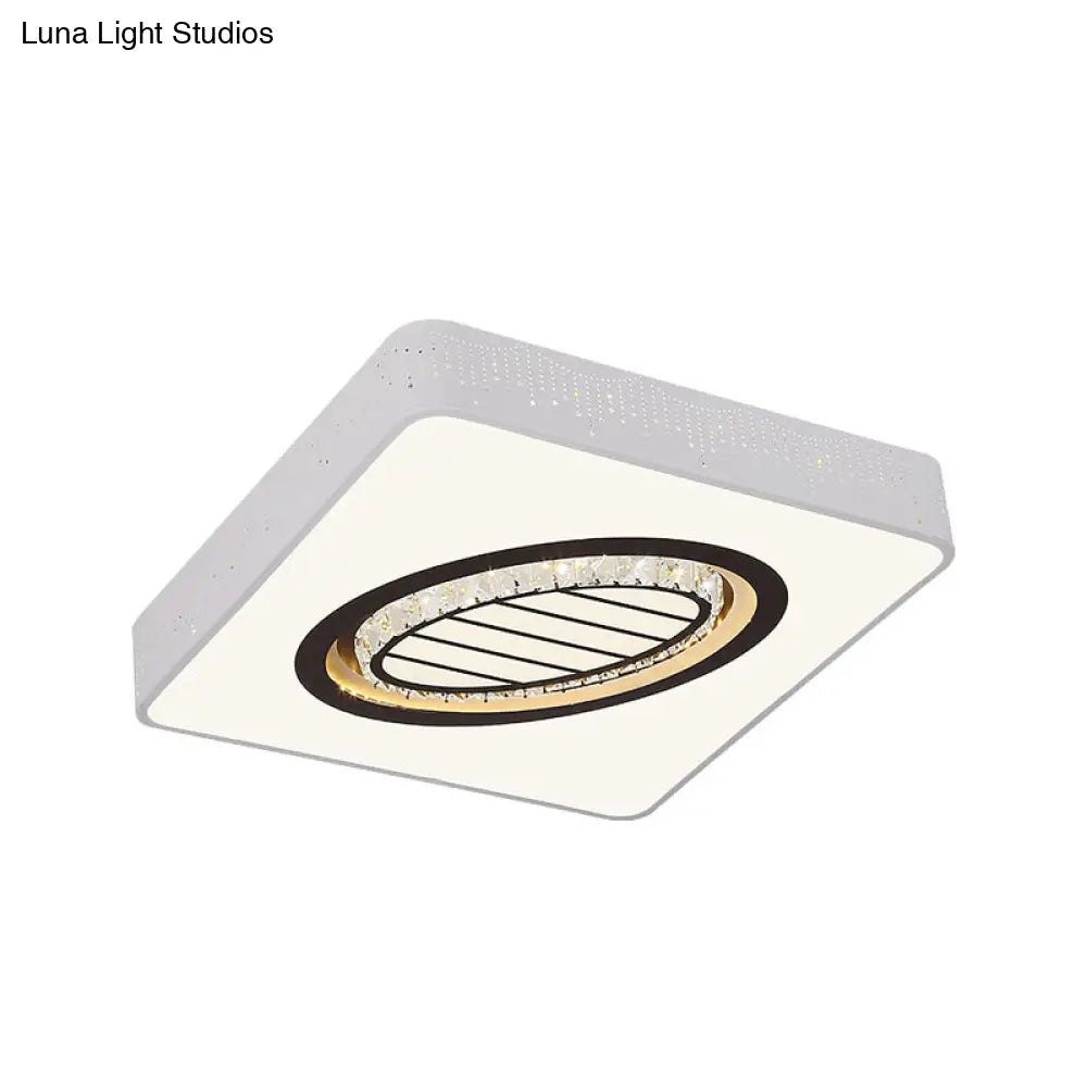 Acrylic Led Square Ceiling Light With Crystal Patterns For Bedroom