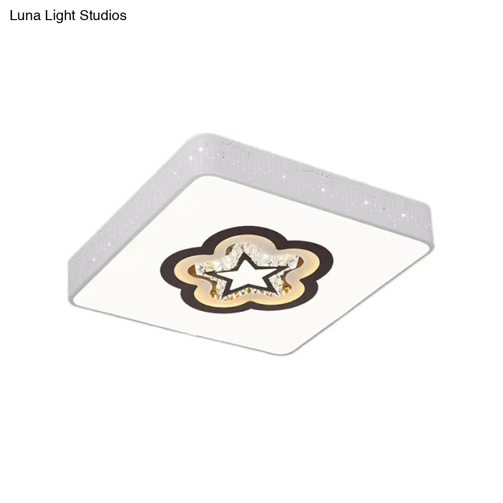 Acrylic Led Square Ceiling Light With Crystal Patterns For Bedroom