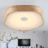 Acrylic Led Wood Pentagon Flush Ceiling Light - Simple Style Beige Bedroom Fixture Warm/White