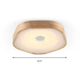 Acrylic Led Wood Pentagon Flush Ceiling Light - Simple Style Beige Bedroom Fixture Warm/White