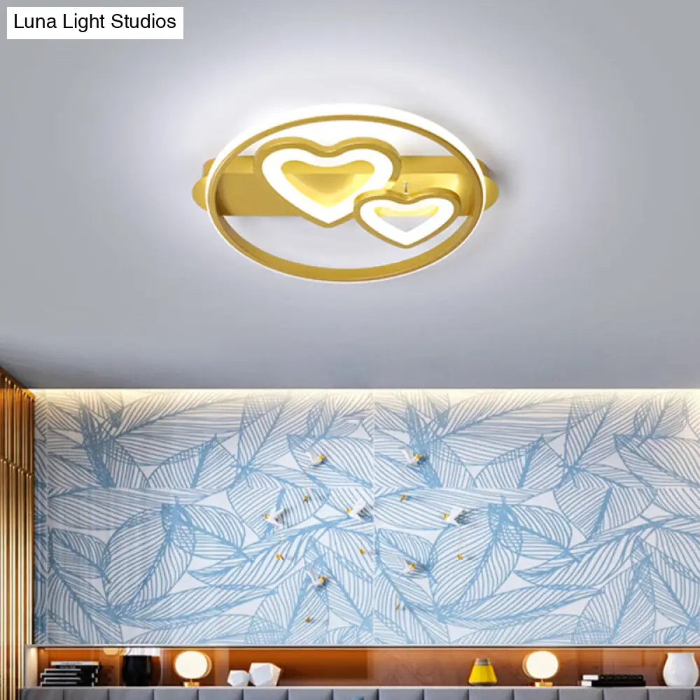 Acrylic Loving Hearts Led Flush Mount Ceiling Lamp - Simplicity 18’/21.5’ Wide Gold/Black/White