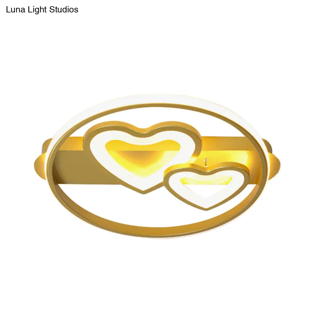 Acrylic Loving Hearts Led Flush Mount Ceiling Lamp - Simplicity 18’/21.5’ Wide Gold/Black/White