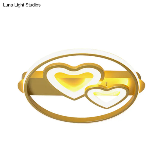 Acrylic Loving Hearts Led Flush Mount Ceiling Lamp - Simplicity 18’/21.5’ Wide Gold/Black/White