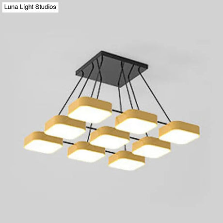 Acrylic Macaron Style Pendant Light For Kindergartens: Square Shade Chandelier