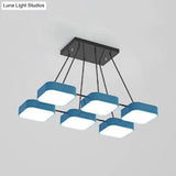 Acrylic Macaron Style Pendant Light For Kindergartens: Square Shade Chandelier