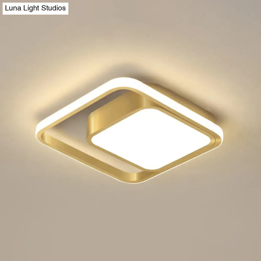 Acrylic Minimalist Led Flush Mount Ceiling Light In Gold For Square Hallways / White