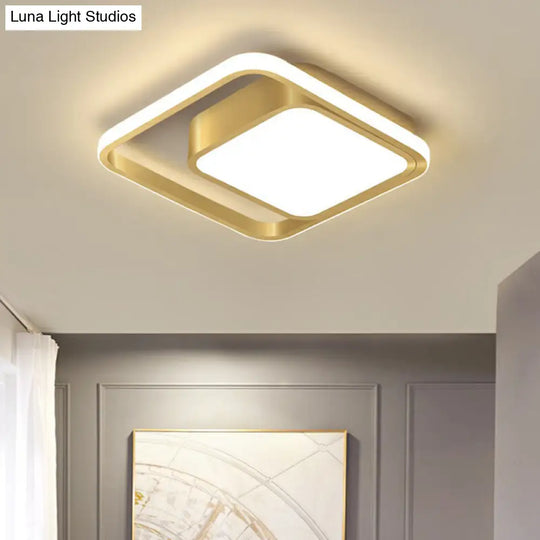 Acrylic Minimalist Led Flush Mount Ceiling Light In Gold For Square Hallways