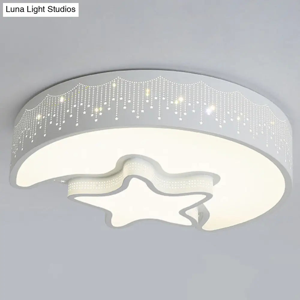 Acrylic Moon And Star Ceiling Light Fixture For Bedroom White / 18’