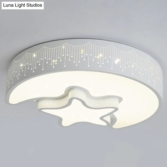 Acrylic Moon And Star Ceiling Light Fixture For Bedroom White / 18’