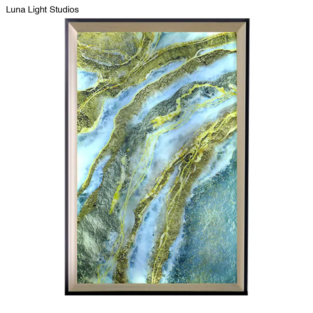 Acrylic Mountain Led Wall Lamp With Blue And Green Light - Perfect For Hallways