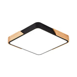 Acrylic Nordic Led Flush Mounted Ceiling Lamp In White/Blue/Black With Wood Guard -