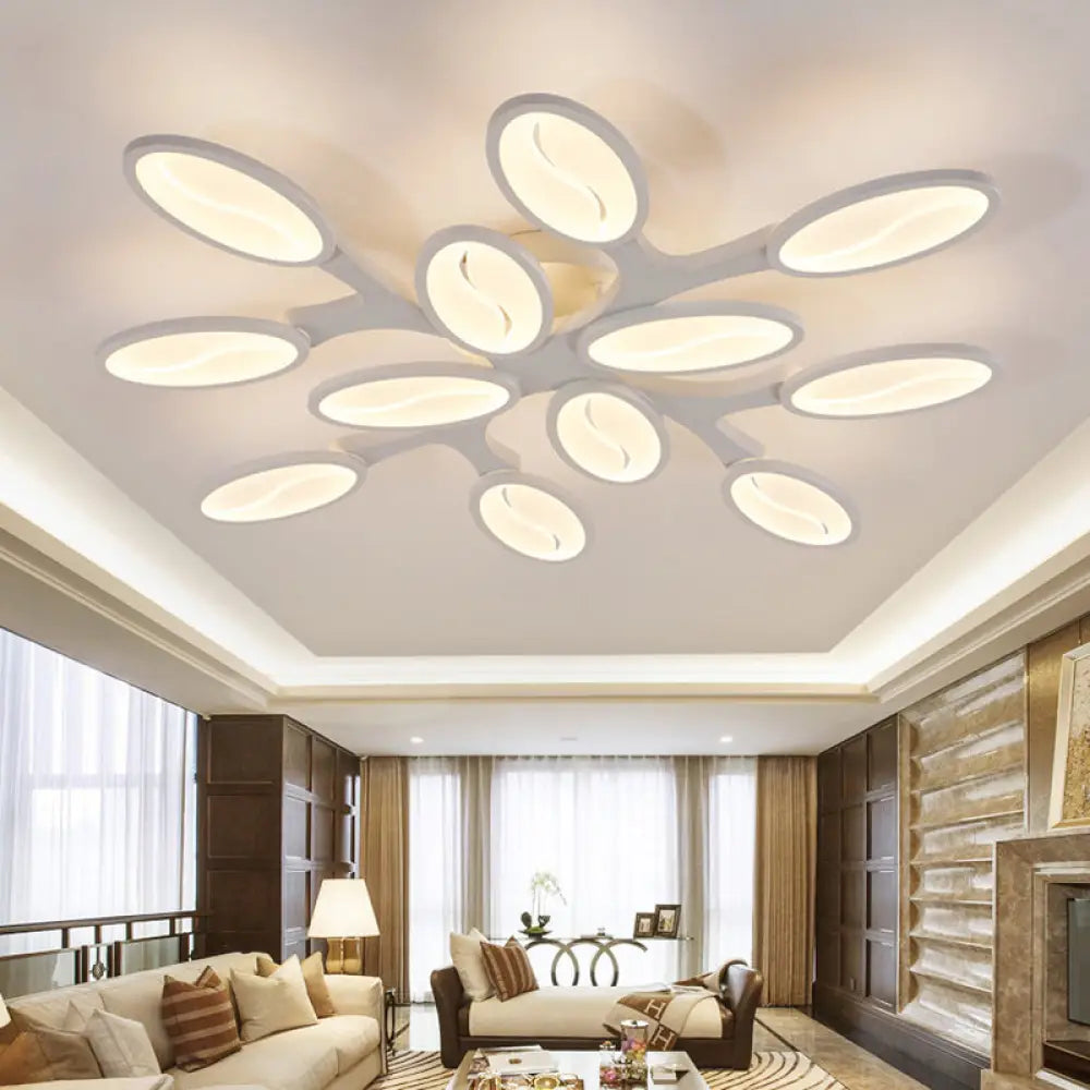 Acrylic Oval Ceiling Light Modern Led 3/6/9 Lights Flush Mount Fixture In Warm/White/Natural For