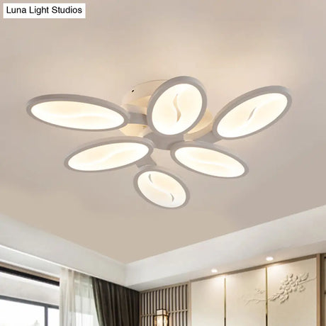 Acrylic Oval Ceiling Light Modern Led 3/6/9 Lights Flush Mount Fixture In Warm/White/Natural For