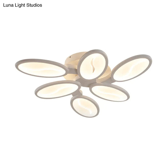 Acrylic Oval Ceiling Light Modern Led 3/6/9 Lights Flush Mount Fixture In Warm/White/Natural For