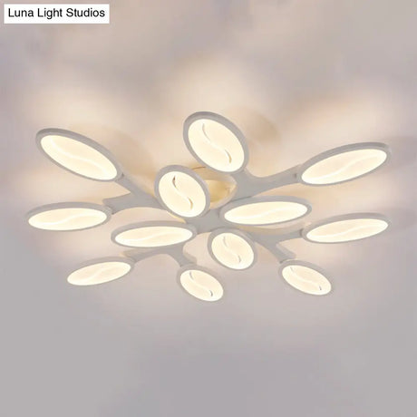 Acrylic Oval Ceiling Light Modern Led 3/6/9 Lights Flush Mount Fixture In Warm/White/Natural For