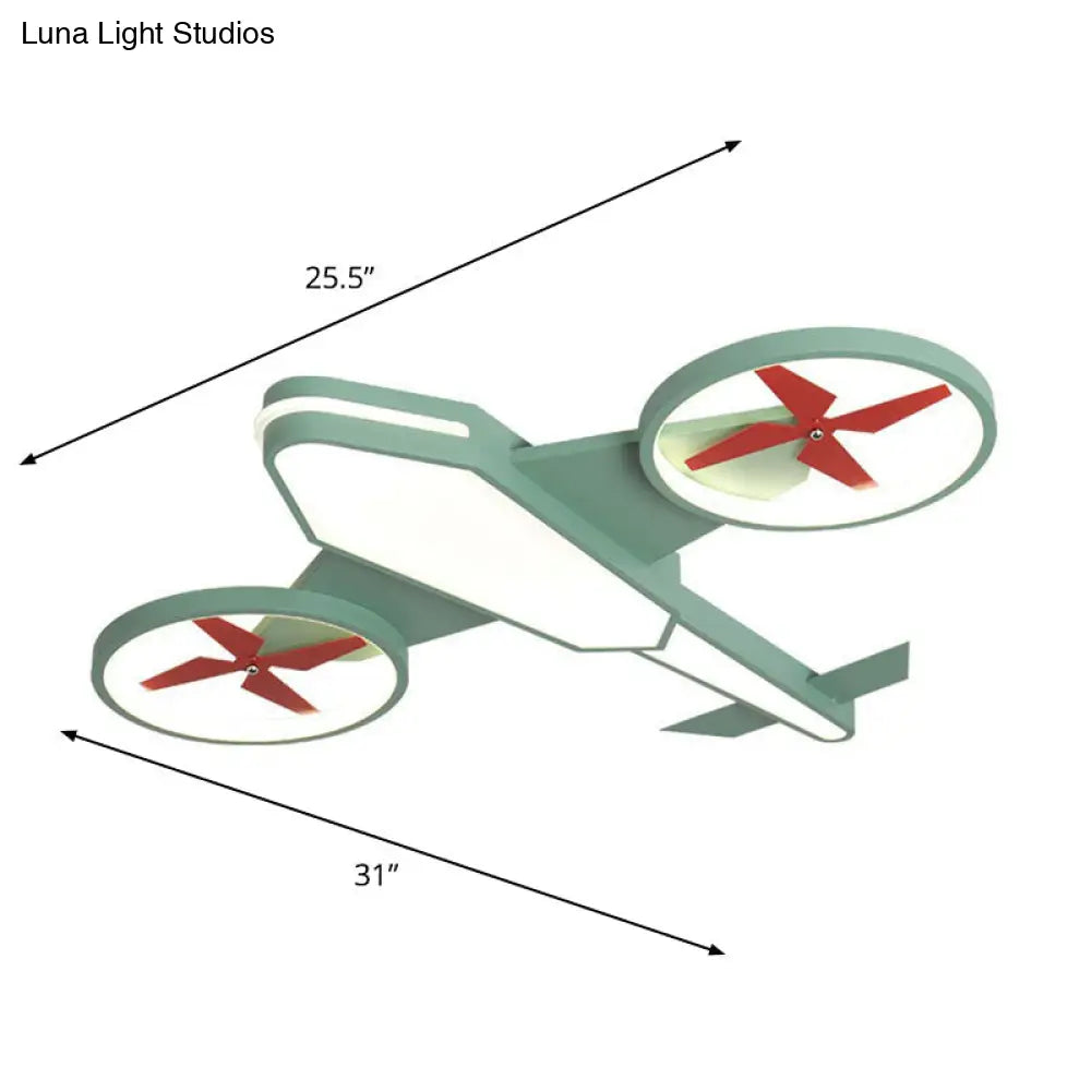 Acrylic Plane Led Flush Mount Ceiling Light - Warm Cartoon Lighting Fixture Green / 30.5