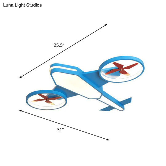 Acrylic Plane Led Flush Mount Ceiling Light - Warm Cartoon Lighting Fixture Blue / 30.5
