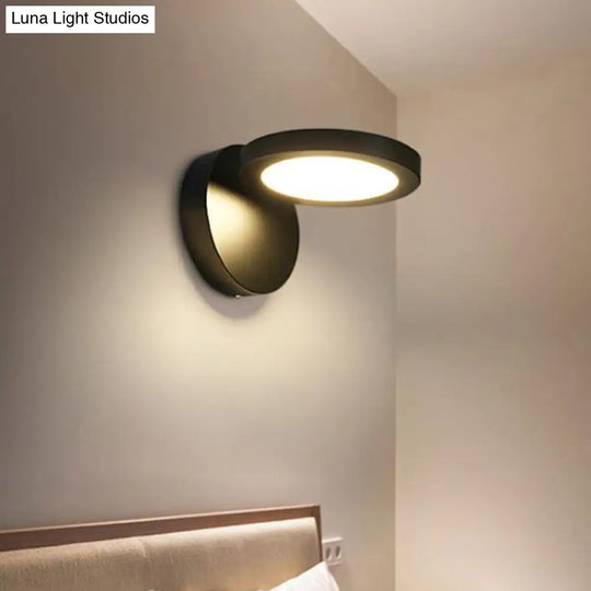 Acrylic Rotating Lens Wall Light: Simplicity In White/Black With Warm/White Led Glow