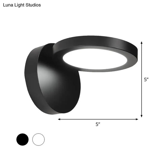 Acrylic Rotating Lens Wall Light: Simplicity In White/Black With Warm/White Led Glow