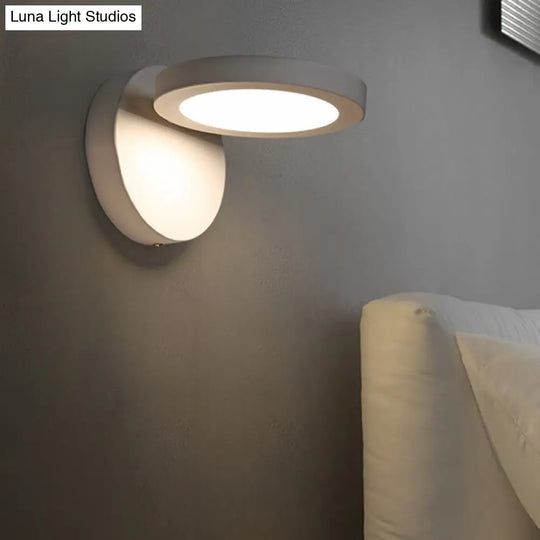 Acrylic Rotating Lens Wall Light: Simplicity In White/Black With Warm/White Led Glow