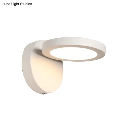 Acrylic Rotating Lens Wall Light: Simplicity In White/Black With Warm/White Led Glow