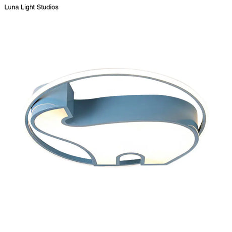 Acrylic Round Flush Mount Cartoon Ceiling Light For Bedroom