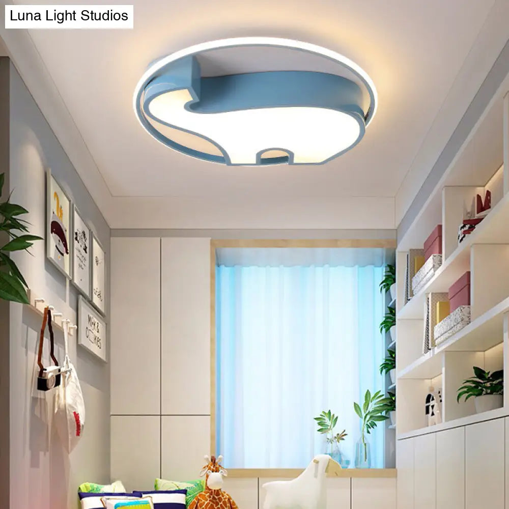 Acrylic Round Flush Mount Cartoon Ceiling Light For Bedroom Blue