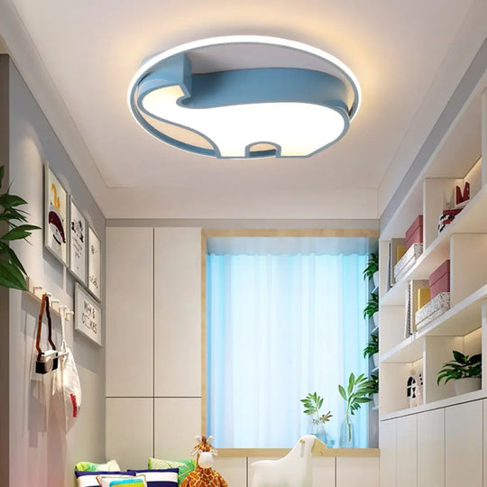 Acrylic Round Flush Mount Cartoon Ceiling Light For Bedroom Blue
