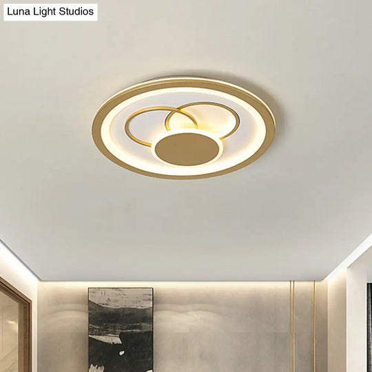 Acrylic Round Flush Mount Fixture - Modernist Led Light In Gold (16/19.5 Dia) Warm/White Glow