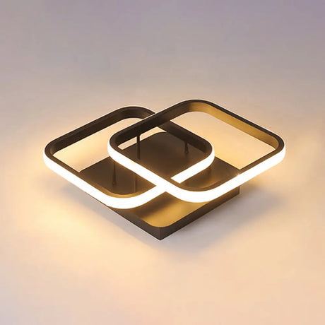 Acrylic Semi Flush Mount Light: Stylish Geometric Fixture For Hallway Black / Square Plate