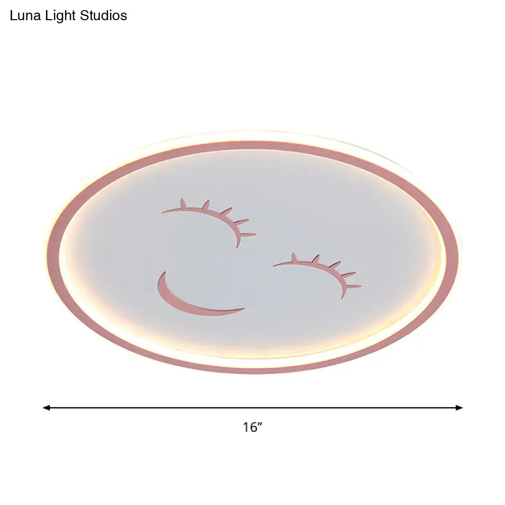 Acrylic Smiling Face Ceiling Light Fixture - Cartoon Led Flush Mount Lamp In Pink With Warm/White