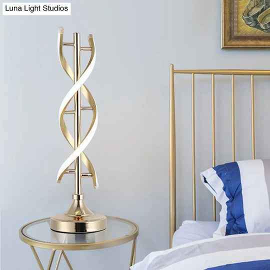 Acrylic Spiral Led Desk Lamp - Modern Small Task Lighting In Gold Warm/White Light