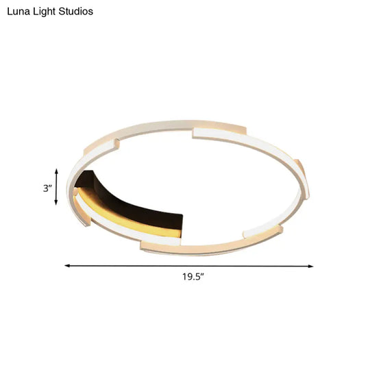 Acrylic Spliced Ring Led Flush Mount Light In White/Black - Ideal For Bedroom 16.5’/19.5’ Dia