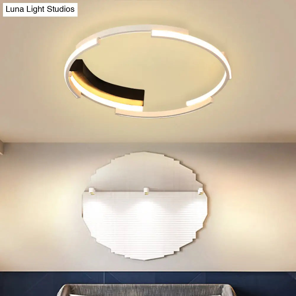 Acrylic Spliced Ring Led Flush Mount Light In White/Black - Ideal For Bedroom 16.5’/19.5’ Dia
