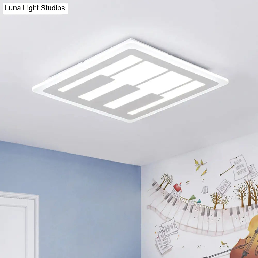 Acrylic Square Flushmount Led Ceiling Light In Warm/White With Modernist Design White /