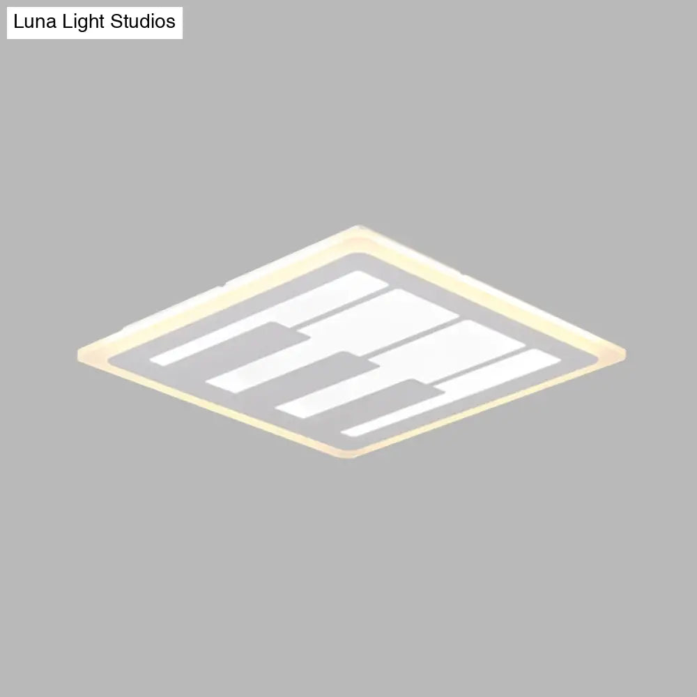 Acrylic Square Flushmount Led Ceiling Light In Warm/White With Modernist Design