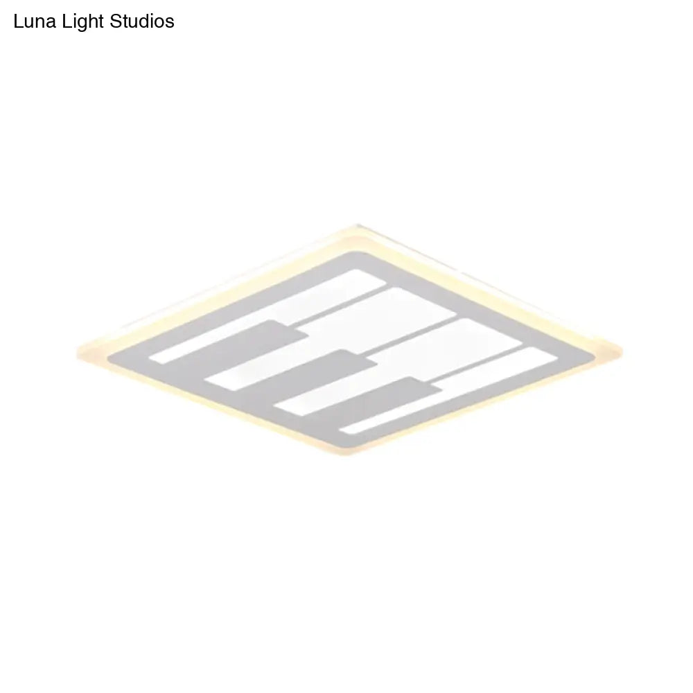 Acrylic Square Flushmount Led Ceiling Light In Warm/White With Modernist Design