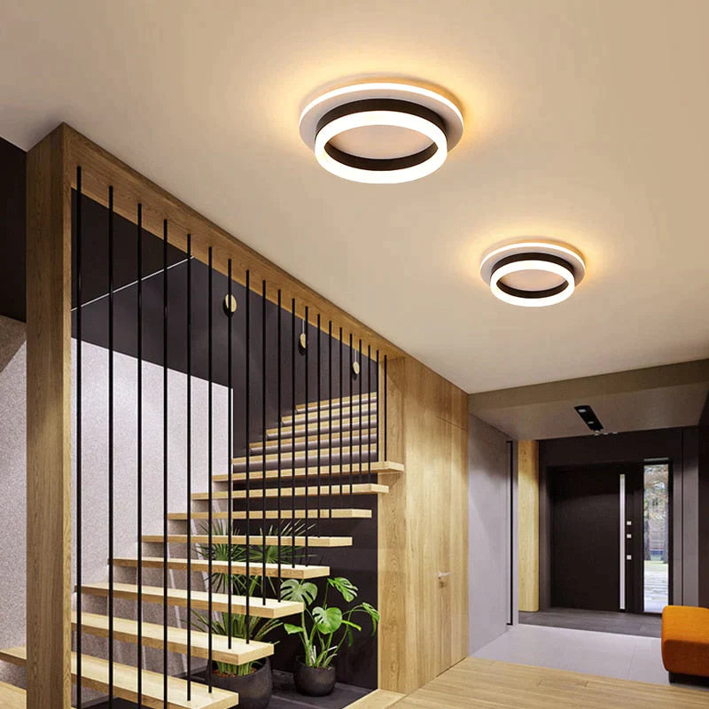 Adelyn- Modern Surface Mounted Square/Round Led Ceiling Lights For Hallway Porch Black Color /