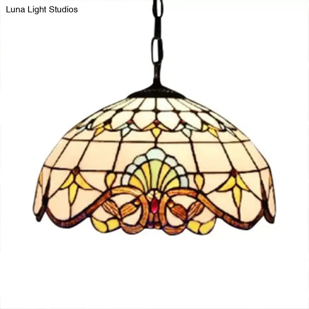 Adjustable 2-Light Hanging Lamp With Victorian Style Dome Shade - 16’ W For Living Room