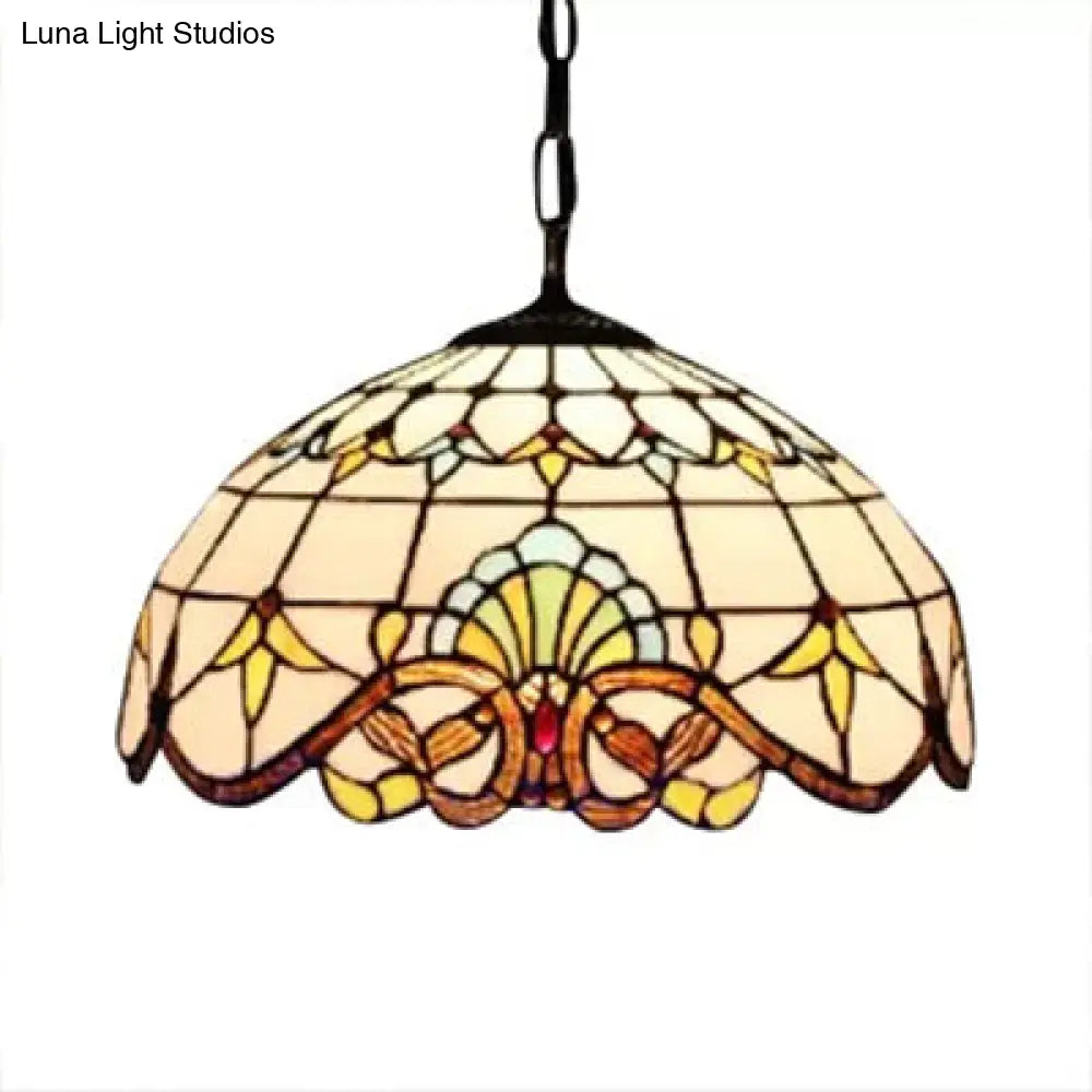 Victorian Style Adjustable 2-Light Hanging Lamp With Art Glass Shade - 16 W Living Room Décor