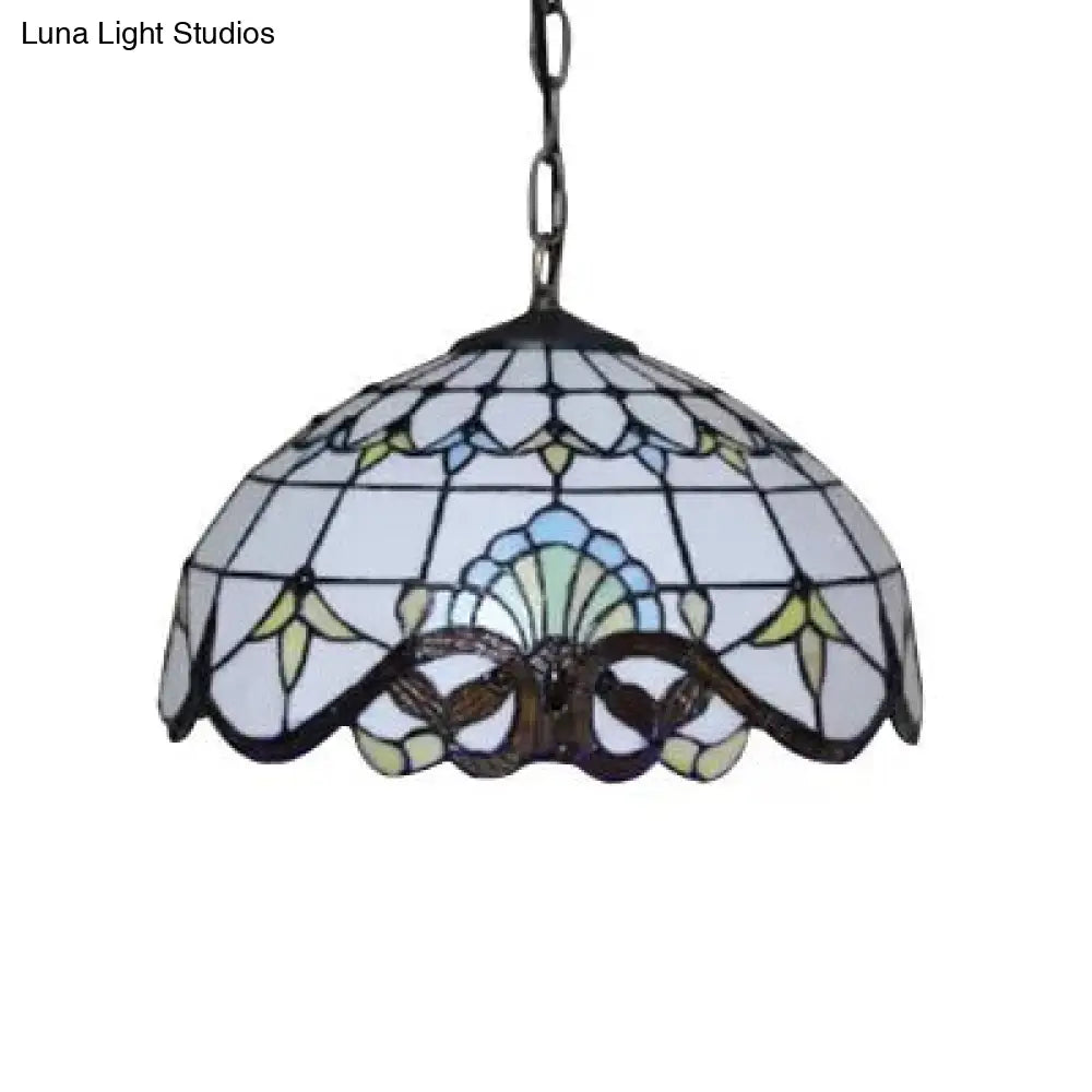 Victorian Style Adjustable 2-Light Hanging Lamp With Art Glass Shade - 16 W Living Room Décor