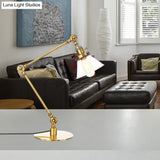 Adjustable Arm Industrial Table Lamp With Clear Glass Shade - Black/Brass Finish