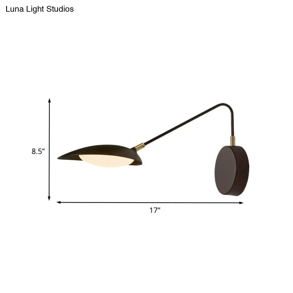 Adjustable Arm Metallic Led Wall Lamp For Modern Bedroom Décor In Coffee