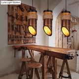 Adjustable Bamboo Hanging Pendant Lamp With 1 Light Bulb Lighting