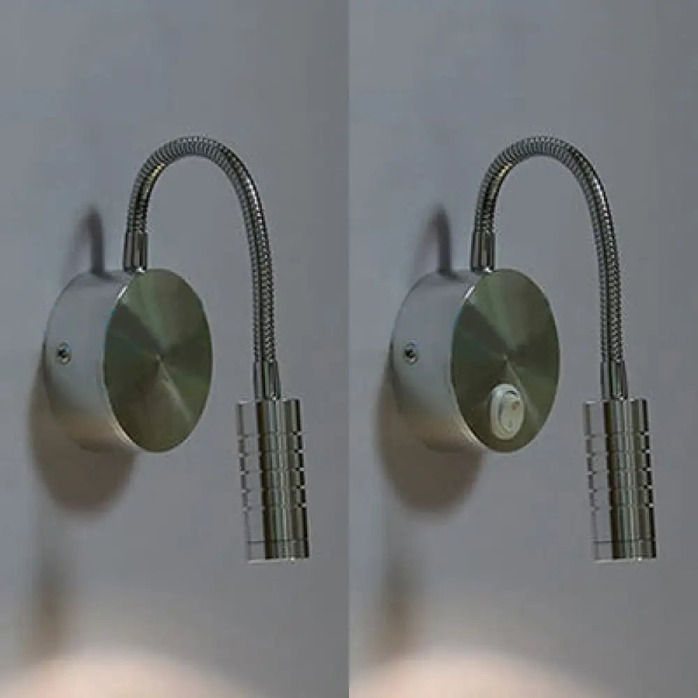 Adjustable Chrome Cylinder Wall Mount Led Sconce In Warm/White Lighting - Modern Metal Lamp