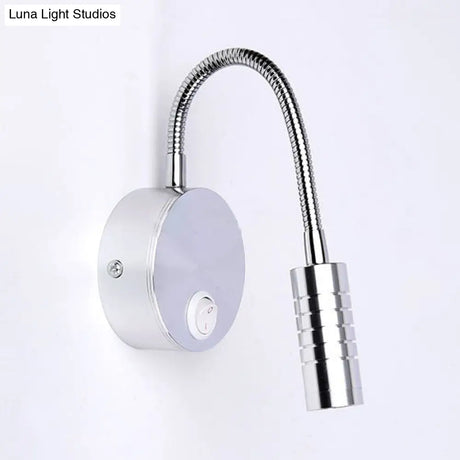 Adjustable Chrome Cylinder Wall Mount Led Sconce In Warm/White Lighting - Modern Metal Lamp
