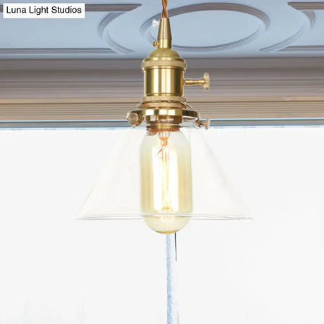 Adjustable Clear Glass Cone Pendant Light For Kitchen - Single Hanging Fixture