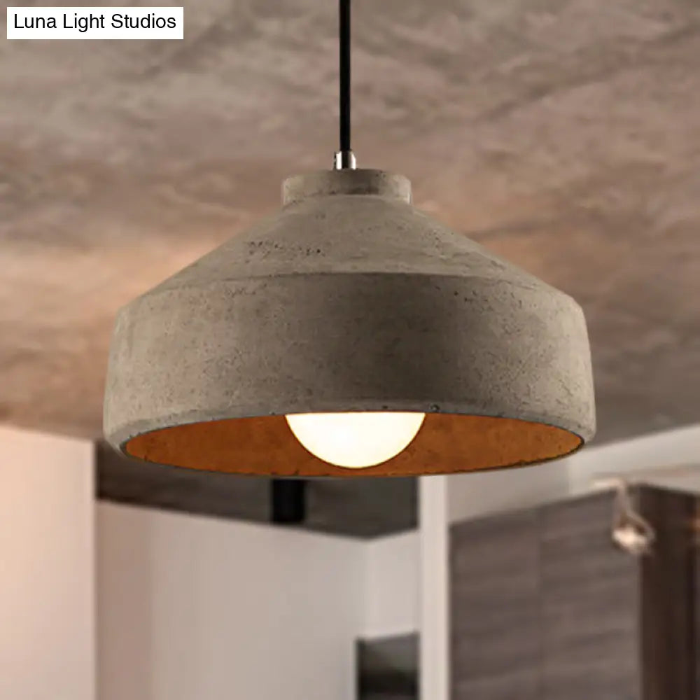Adjustable Cord Industrial Pendant Lighting In Grey - 6.5/8.5/10.5 Diameter Barn/Cylinder/Dome Shape