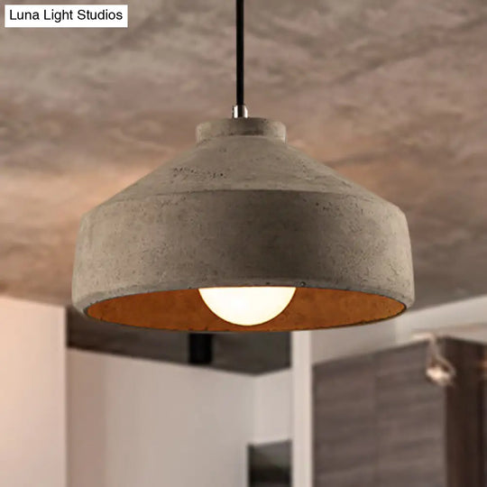 Adjustable Cord Industrial Pendant Lighting In Grey - 6.5/8.5/10.5 Diameter Barn/Cylinder/Dome Shape